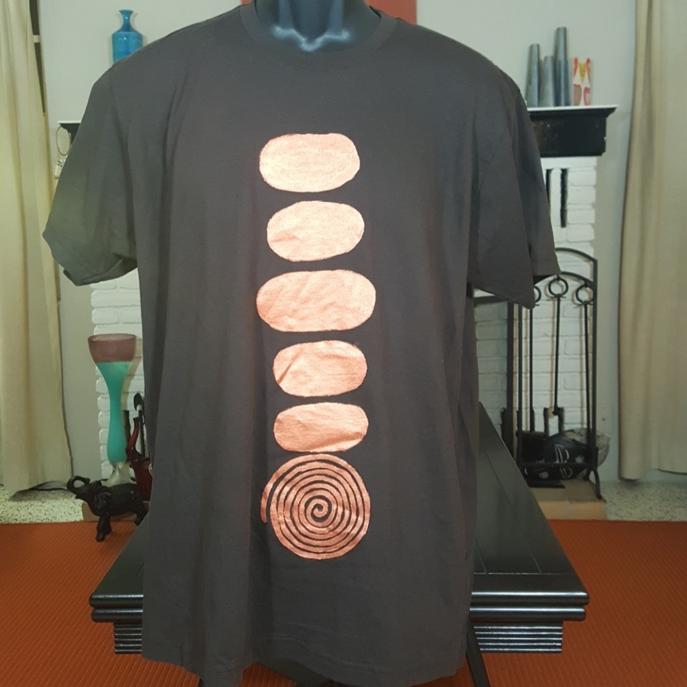 Aku/Akwa men's brown tee with copper logo